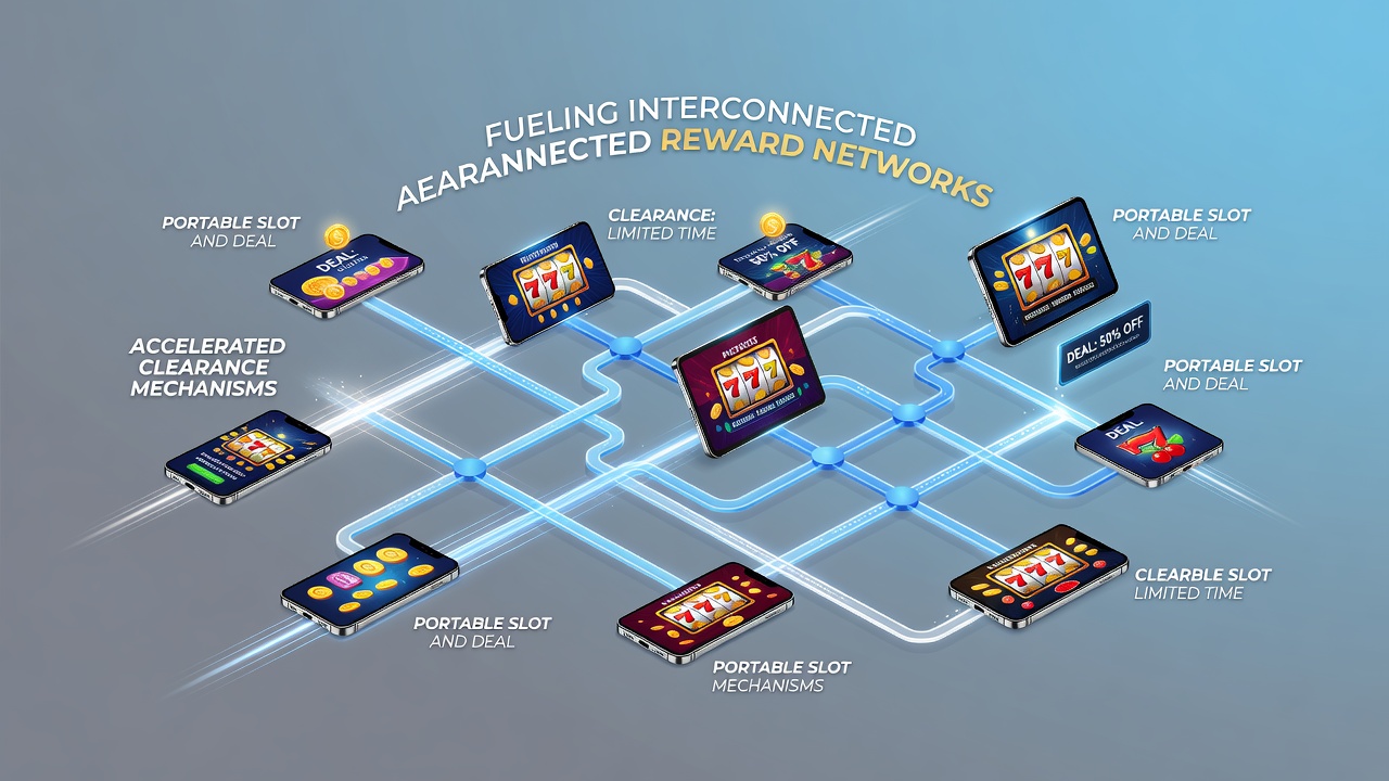 Network diagram illustrating reward flows between portable slots and live dealer tables
