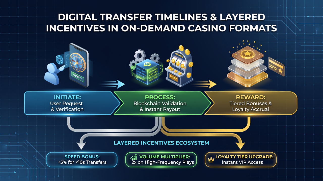 Layered incentives and transaction flows in on-demand casino formats