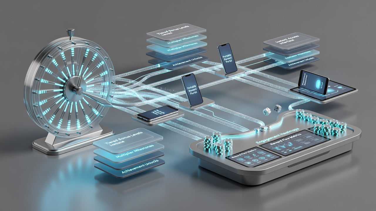 Diagram showing interconnected reward pathways between slot machines, live dealer tables, and mobile gaming interfaces