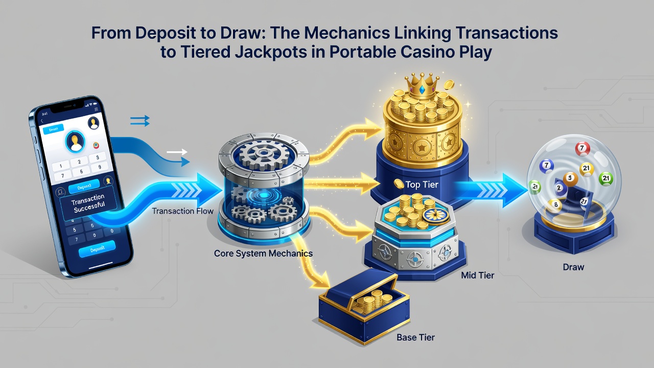 Diagram illustrating deposit flow to jackpot tiers and loyalty progression in mobile casino apps