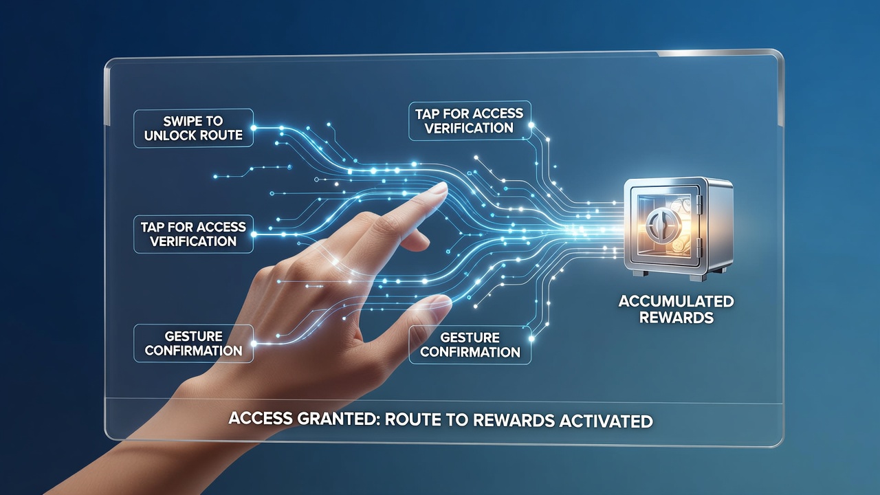 Mobile gambling app screen showing gesture swipe interface for reward access
