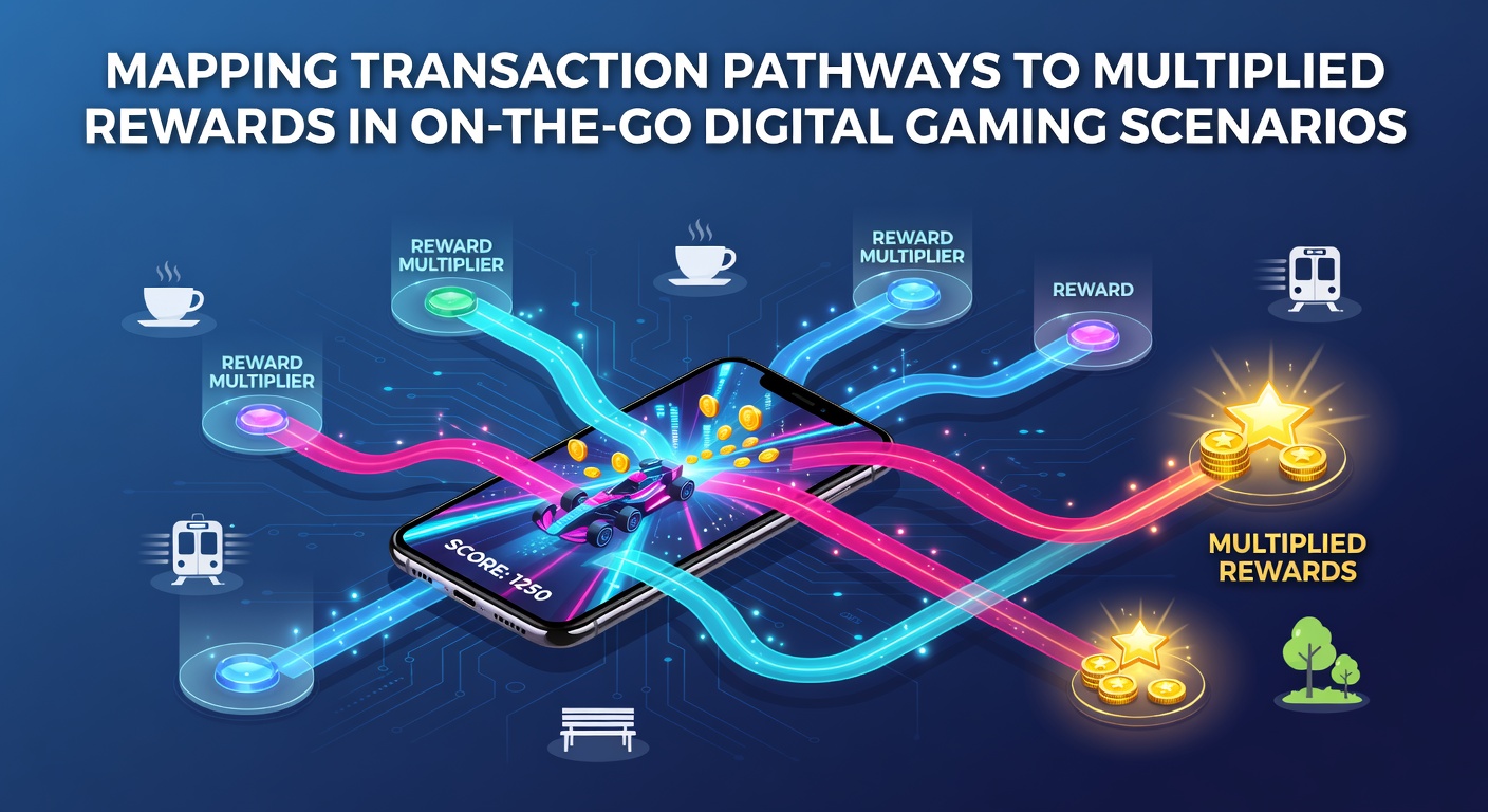 Mobile gaming app interface displaying transaction pathways and reward multipliers on a smartphone screen