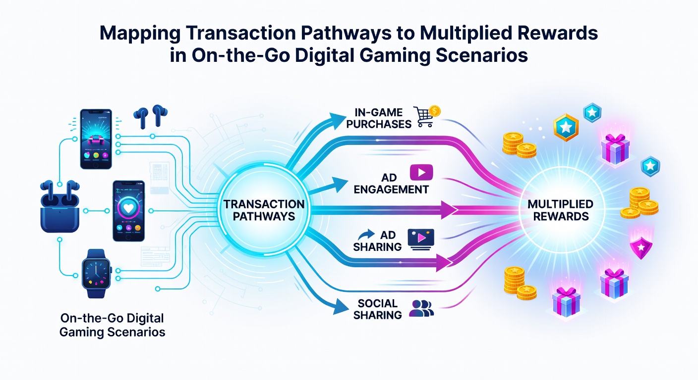 Illustration of reward multiplier pathways connecting mobile deposits to casino game bonuses