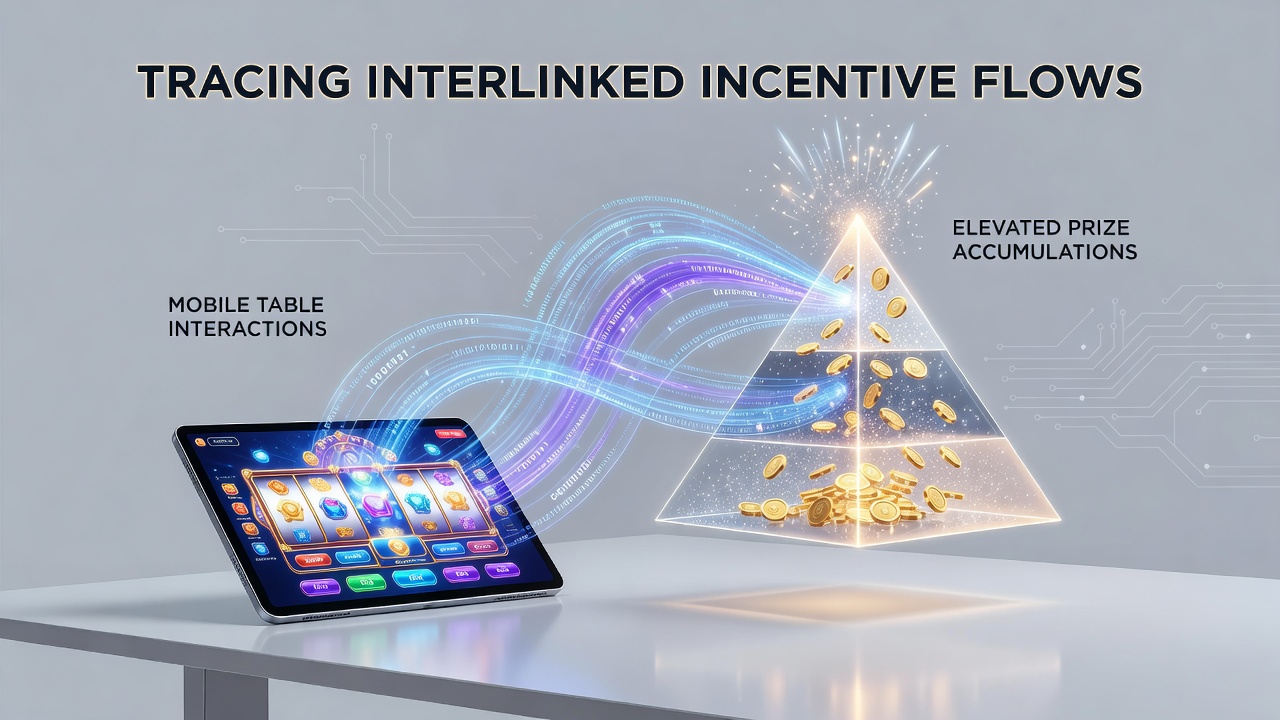 Mobile gaming interface showing table game interactions feeding into reward accumulation systems