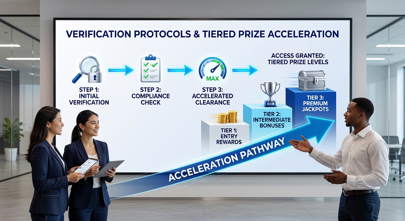 Dashboard view of tiered prize progression linked to verified mobile accounts
